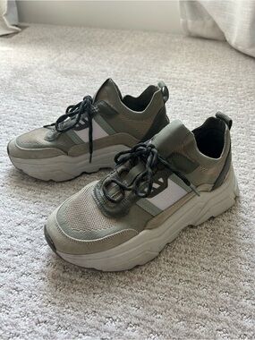 Chunky Olive Green Platform Sneakers